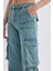 Wide Leg Kargo Yüksek Bel Uzun Jean Yıkamalı Pantolon D1228AX24HS 5