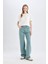 Straight Wide Yüksek Bel Uzun Jean Yıkamalı Pantolon D0848AX24SM 2
