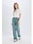 Straight Wide Yüksek Bel Uzun Jean Yıkamalı Pantolon D0848AX24SM 4