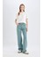 Straight Wide Yüksek Bel Uzun Jean Yıkamalı Pantolon D0848AX24SM 5