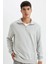 Comfort Regular Fit Rahat Kalıp Dik Yaka Fermuarlı Kalın Basic Düz Sweatshirt X7405AZ24AU 1