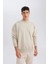 Oversize Geniş Kalıp Bisiklet Yaka Kalın Basic Düz Sweatshirt T5139AZ24AU 3