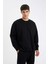 Oversize Geniş Kalıp Bisiklet Yaka Kalın Basic Düz Sweatshirt T5139AZ24AU 4
