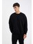 Oversize Geniş Kalıp Bisiklet Yaka Kalın Basic Düz Sweatshirt T5139AZ24AU 5