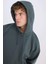 Oversize Geniş Kalıp Kapüşonlu Kanguru Cepli Basic Düz Sweatshirt X8287AZ24AU 5