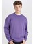 Mor Boxy Fit Bisiklet Yaka Baskılı Sweatshirt V5306AZ24AU 1