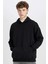 Oversize Geniş Kalıp Kapüşonlu Cepli Basic Düz Sweatshirt Y1237AZ24AU 1