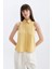 Regular Fit Gömlek Yaka Keten Karışımlı Kolsuz Bluz D2952AX24SM 4