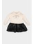 Kız Bebek Bisiklet Yaka Çiçek Baskılı Suni Deri Etekli Uzun Kollu Sweatshirt Elbise D3822A524AU 1