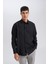 Siyah Relax Fit Polo Yaka Twill Modal Karışımlı Basic Düz Uzun Kollu Gömlek D3376AX24AU 3