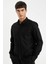%100 Pamuk Regular Fit Polo Yaka Oxford Basic Düz Uzun Kollu Siyah Gömlek A8028AX24AU 1