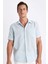 Regular Fit Yazlık Polo Yaka Keten Karışımlı Basic Düz Kısa Kollu Gömlek D4497AX24SM 1