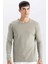 Relax Fit Bisiklet Yaka Basic Düz Triko Kazak D3278AX24WN 1