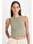 Slim Fit Dar Kesim Halter Yaka Basic Düz Fitilli Kaşkorse Atlet A8859AX24AU 1