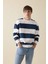 Boxy Fit Bisiklet Yaka Çizgili Sweatshirt A9066AX24AU 3