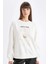 Relax Fit Bisiklet Yaka Baskılı İnce Sweatshirt D5290AX24AU 1