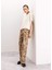 Straight Fit Gabardin Palazzo Pantolon Yılan Derisi Desenli Yüksek Bel Cepli Uzun D1229AX24AU 2