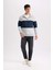 Comfort Regular Fit Rahat Kalıp Dik Yaka Fermuarlı Çizgili Kalın Sweatshirt D2401AX24AU 5