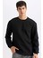 Regular Fit Bisiklet Yaka Jakarlı Basic Düz Sweatshirt D5391AX24AU 1