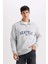 Relax Fit Fermuarlı Dik Yaka Baskılı Kalın Sweatshirt D2168AX24AU 4