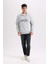Relax Fit Fermuarlı Dik Yaka Baskılı Kalın Sweatshirt D2168AX24AU 5