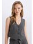 Regular Fit Blazer Yelek Crop Basic Düz Düğmeli Z8526AZ24AU 1