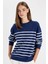 Relax Fit Bisiklet Yaka Çizgili İnce Sweatshirt A9255AX24WN 1