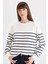 Relax Fit Bisiklet Yaka Çizgili İnce Sweatshirt A9255AX24WN 1