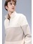 Comfort Regular Fit Rahat Kalıp Dik Yaka Fermuarlı Çizgili Kalın Sweatshirt D2401AX24AU 1