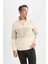 Comfort Regular Fit Rahat Kalıp Dik Yaka Fermuarlı Çizgili Kalın Sweatshirt D2401AX24AU 4