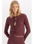 Regular Fit Bisiklet Yaka Basic Düz Bürümcük Uzun Kollu Önden Bağlamalı Hırka D6296AX24AU 1