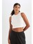 Fit Crop Bisiklet Yaka Modal Sporcu Basic Düz Atlet D6038AX24AU 4