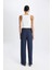 Bürümcük Pantolon Lacivert Wide Leg Geniş Bol Paça Beli Lastikli C0200AX24AU 5
