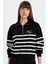 Regular Fit Yarım Fermuarlı Dik Yaka Çizgili Kalın Sweatshirt D5297AX24AU 1