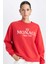 Relax Fit Bisiklet Yaka Baskılı Kalın Kırmızı Sweatshirt D6715AX24WN 1