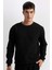 Siyah Regular Fit Bisiklet Yaka Jakarlı Sweatshirt D5392AX24AU 1