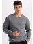 Gri Regular Fit Bisiklet Yaka Jakarlı Sweatshirt D5392AX24AU 1