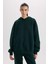 Relax Fit Kapüşonlu Kalın Basic Düz Sweatshirt D9935AX24WN 1