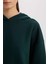 Relax Fit Kapüşonlu Kalın Basic Düz Sweatshirt D9935AX24WN 5