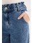 Paperbag Rahat Kesim Yüksek Bel Beli Lastikli Hafif Düz Paça Jean Yıkamalı Pantolon D5886AX24WN 5
