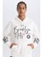 DeFacto Fit NBA Brooklyn Nets Oversize Geniş Kalıp Kapüşonlu Kalın Sporcu Sweatshirt D8513AX25SP 1