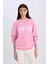 Oversize Geniş Kalıp Bisiklet Yaka Baskılı Kalın Sweatshirt D9805AX24WN 3