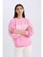 Oversize Geniş Kalıp Bisiklet Yaka Baskılı Kalın Sweatshirt D9805AX24WN 4