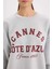 Oversize Geniş Kalıp Bisiklet Yaka Baskılı Kalın Sweatshirt D9803AX24WN 4