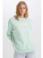 Oversize Geniş Kalıp Bisiklet Yaka Baskılı Kalın Sweatshirt D9804AX24WN 1