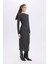 Bodycon Vücudu Saran Yarım Balıkçı Yaka Basic Düz Bürümcük Uzun Kollu Midi Elbise D8643AX24AU 3