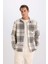 Regular Fit Polo Yaka Kareli Flanel Uzun Kollu Gömlek E2763AX24WN 4