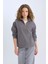 Oversize Geniş Kalıp Basic Düz Kanguru Cepli Fermuarlı Polo Yaka Sweatshirt E0741AX24WN 3