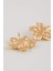 Kadın Çiçek Motifli İncili Mat Gold Küpe E1310AXNS 3