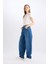 Baggy Fit Yüksek Bel Uzun Jean Yıkamalı Pantolon E2156AX24WN 4